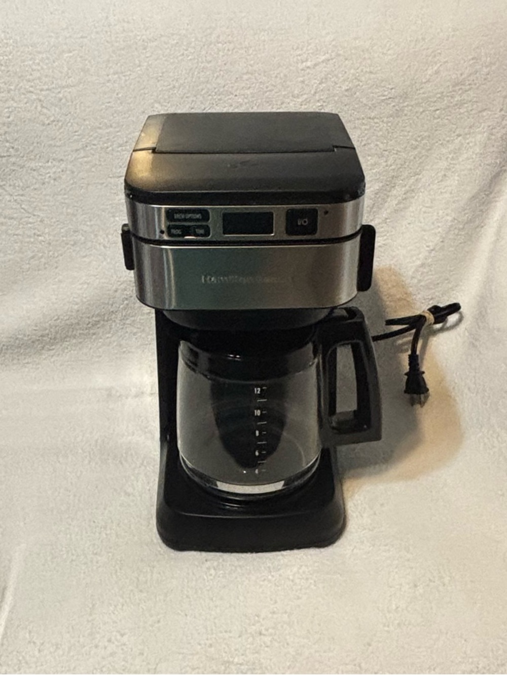 Programmable Hamilton Drip Coffee Maker in Black and Stainless Steel